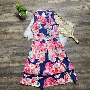 Eliza J Floral Keyhole Back Dress